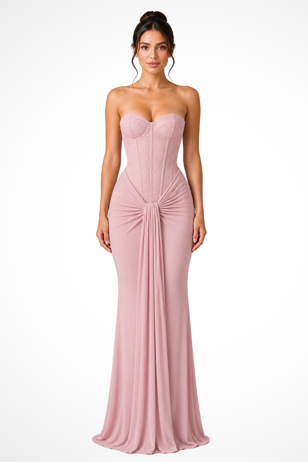 Women’s Sweetheart Neck Mermaid Gown with Draped Corset Bodice