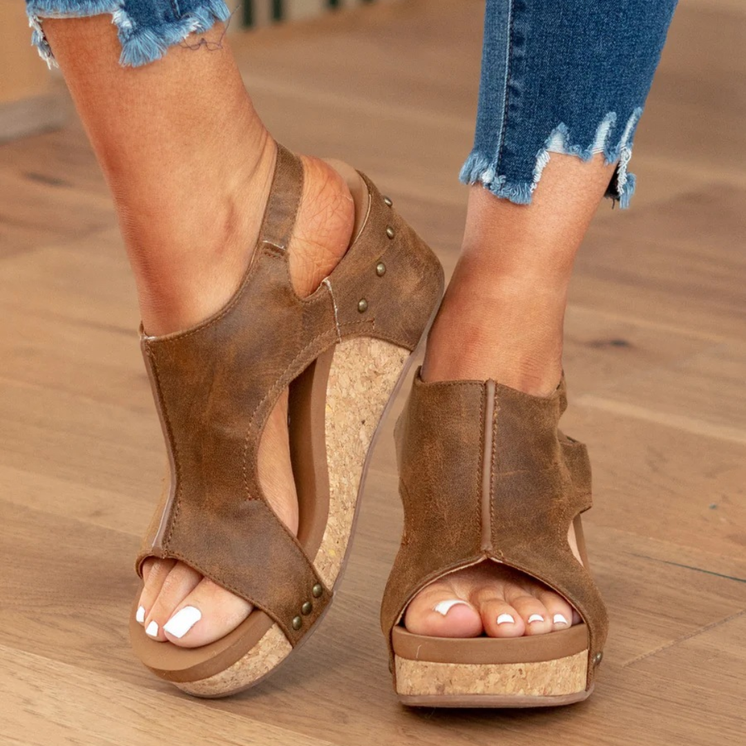 Cut-Out Wedge Open-Toe Sandals for Women