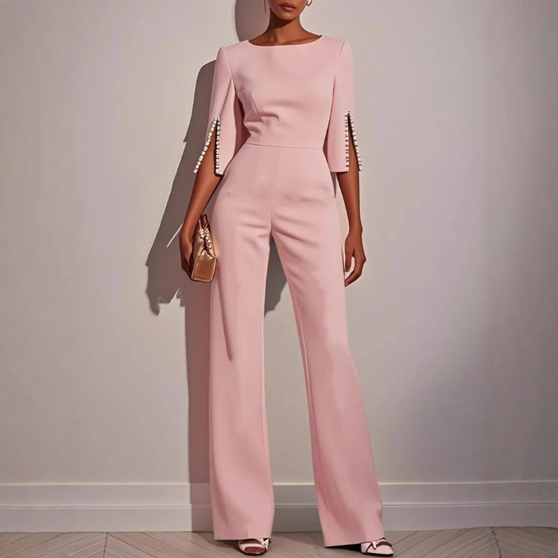Wide Leg Pearl Detail Jumpsuit for Women