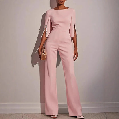 Wide Leg Pearl Detail Jumpsuit for Women