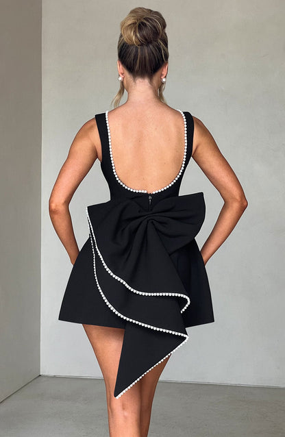 Elegant Open Back Bow Mini Dress for Women