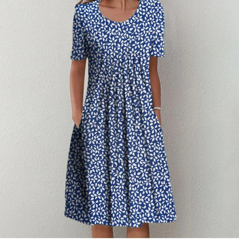 Women's Casual Floral Style Print Midi Dress