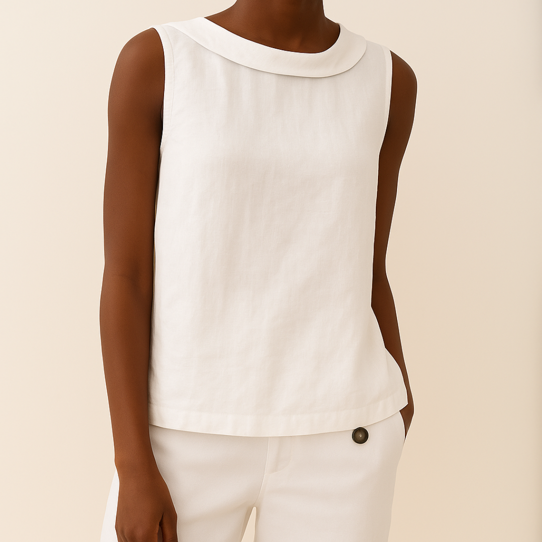Elegant Sleeveless Top Roll Collar
