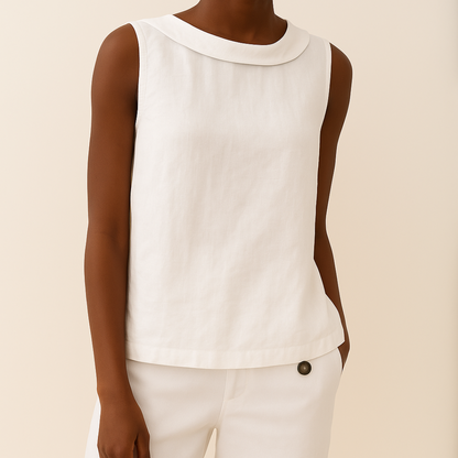 Elegant Sleeveless Top Roll Collar