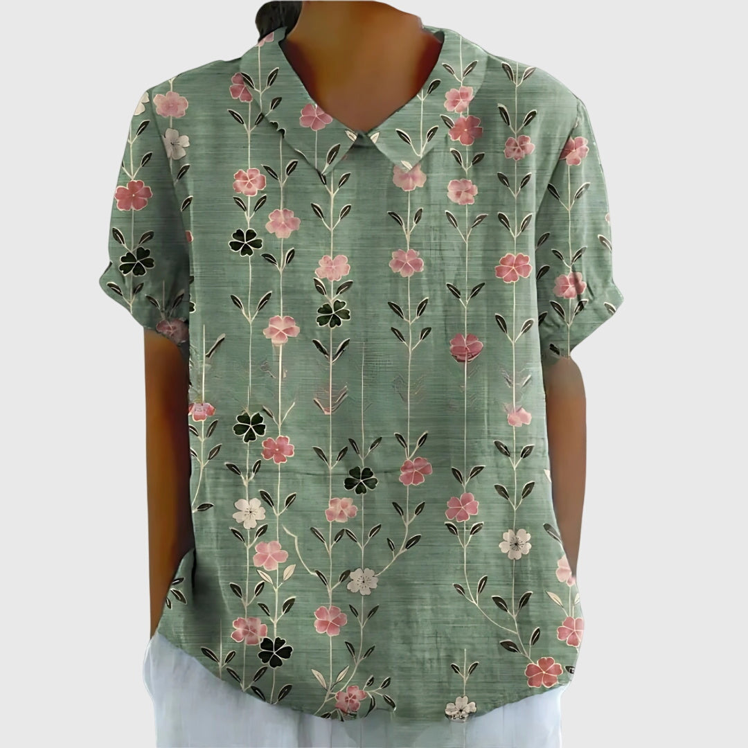 Jenna Floral Blouse for Women - Lightweight Casual Top