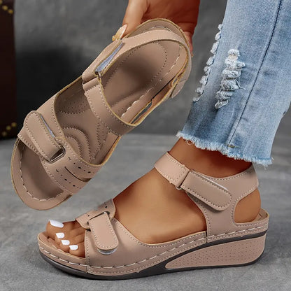 Casual Comfort Platform Sandals with Velcro Straps