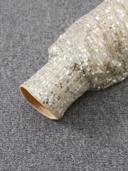 Women's Sequin Party Dress with Slim Fit Silhouette and Long Sleeves