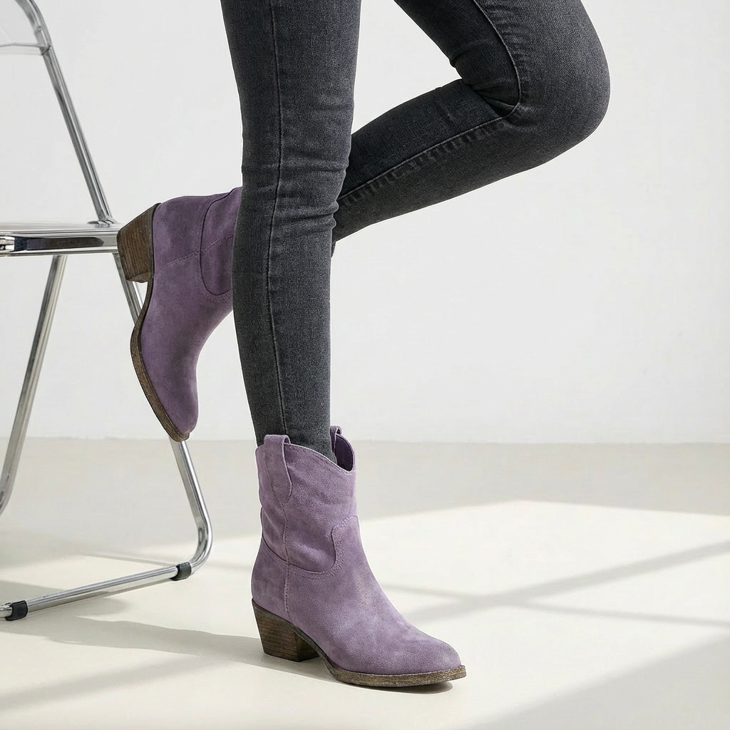 Stylish Women’s Western Ankle Boots with Block Heel