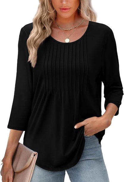 Structured 3/4 Sleeve Blouse for Women | Versatile Office Top