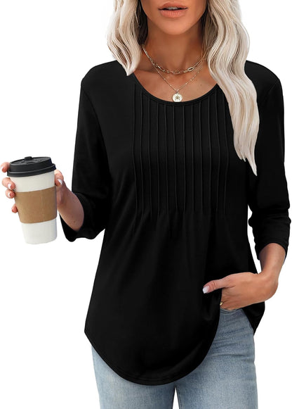 Structured 3/4 Sleeve Blouse for Women | Versatile Office Top