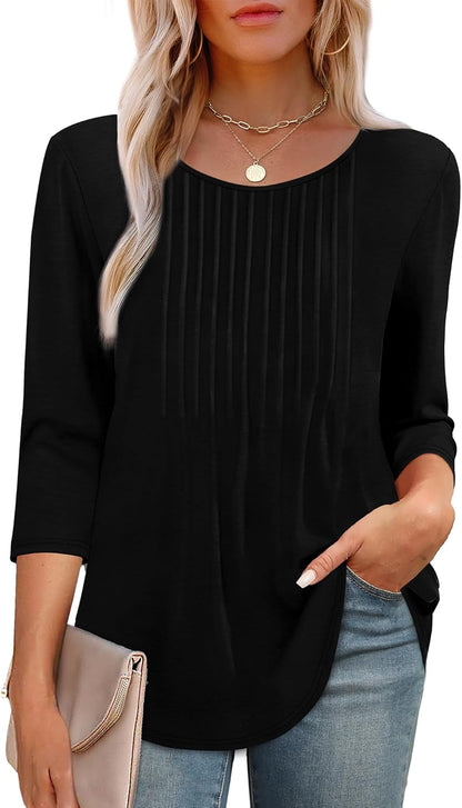 Structured 3/4 Sleeve Blouse for Women | Versatile Office Top