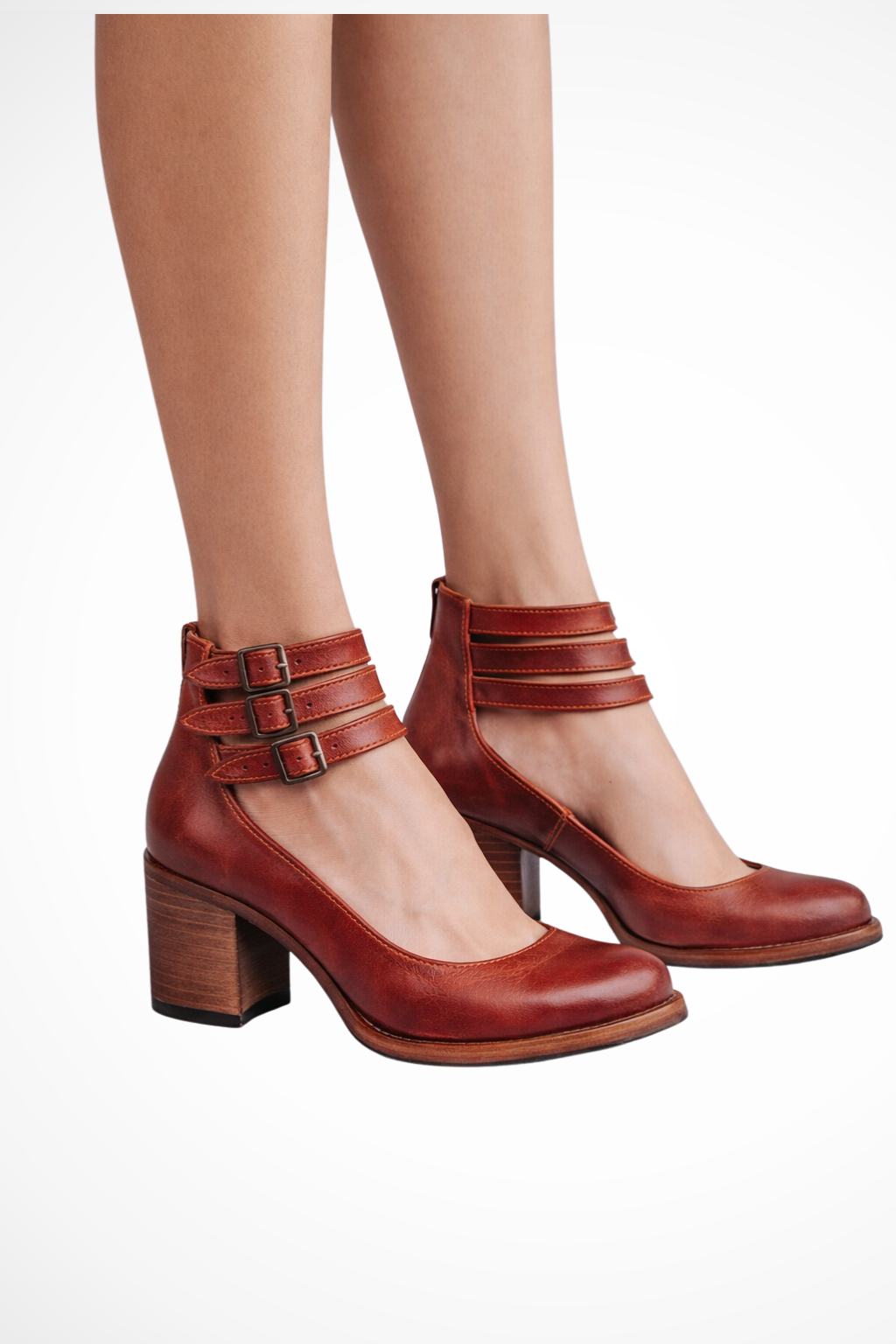 Women’s Vintage Buckle Strap Block Heel Shoes