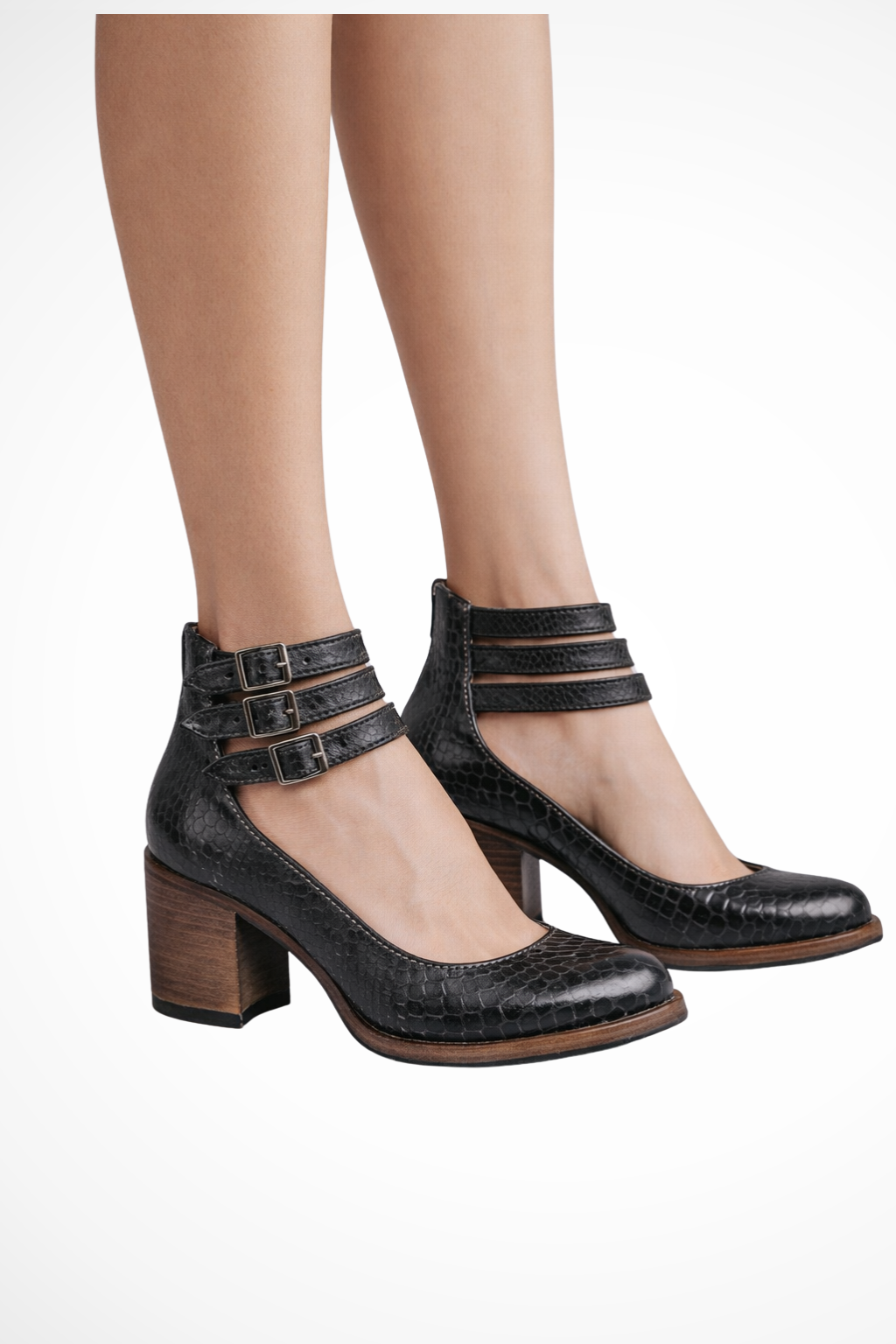 Women’s Vintage Buckle Strap Block Heel Shoes