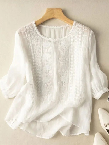 Elegant Embroidered Relaxed Fit Blouse for Women