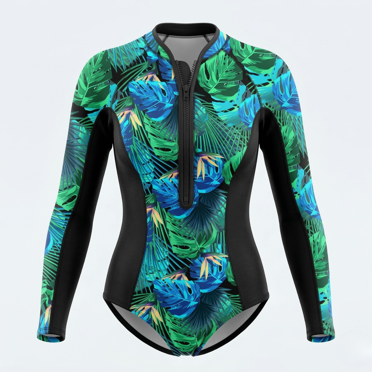 Women's Long Sleeve Tropical Print Surf Suit