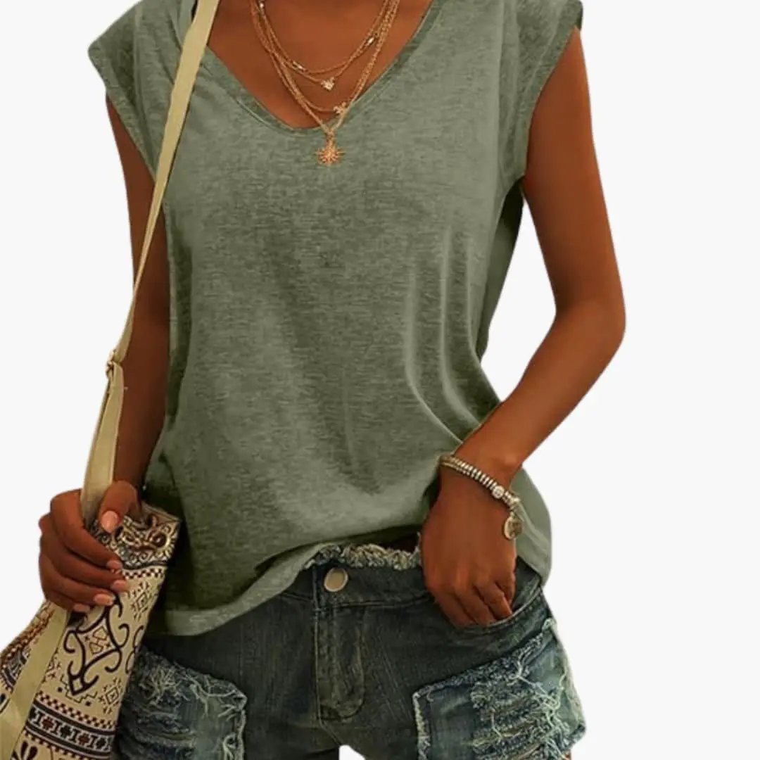 Relaxed Everyday V Neck Sleeveless Top for Women