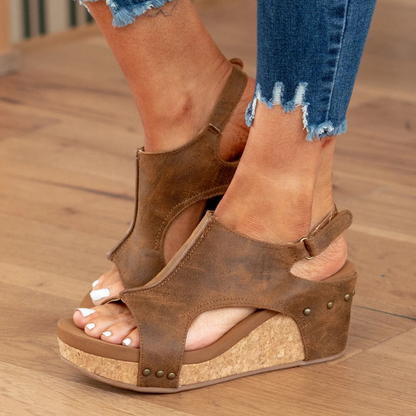 Cut-Out Wedge Open-Toe Sandals for Women