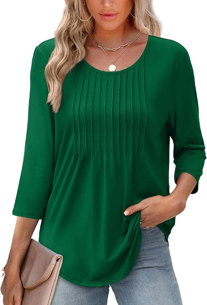 Structured 3/4 Sleeve Blouse for Women | Versatile Office Top
