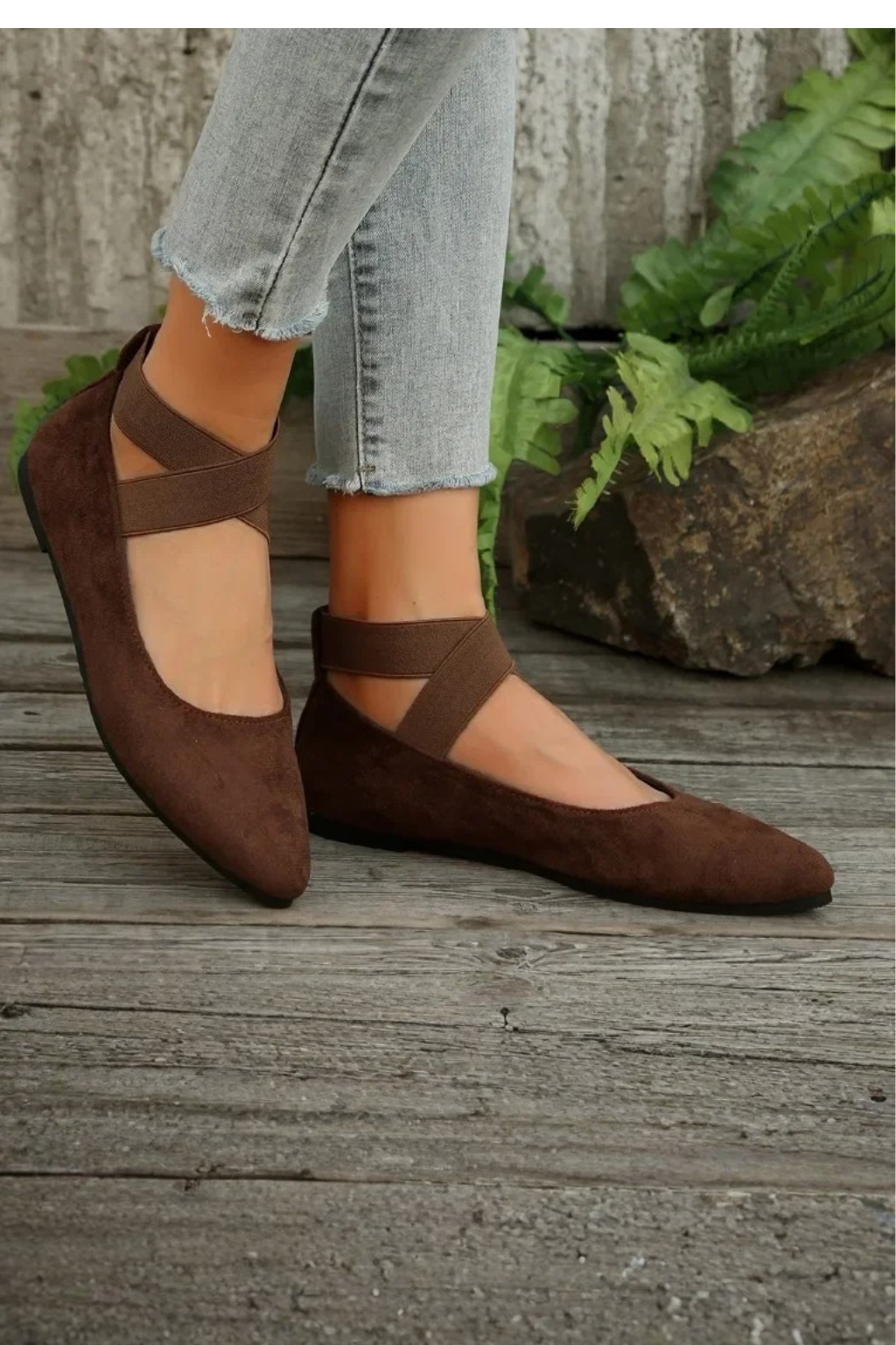 Women’s Pointed Toe Ballet Flats Cross Strap Mary Jane Shoes
