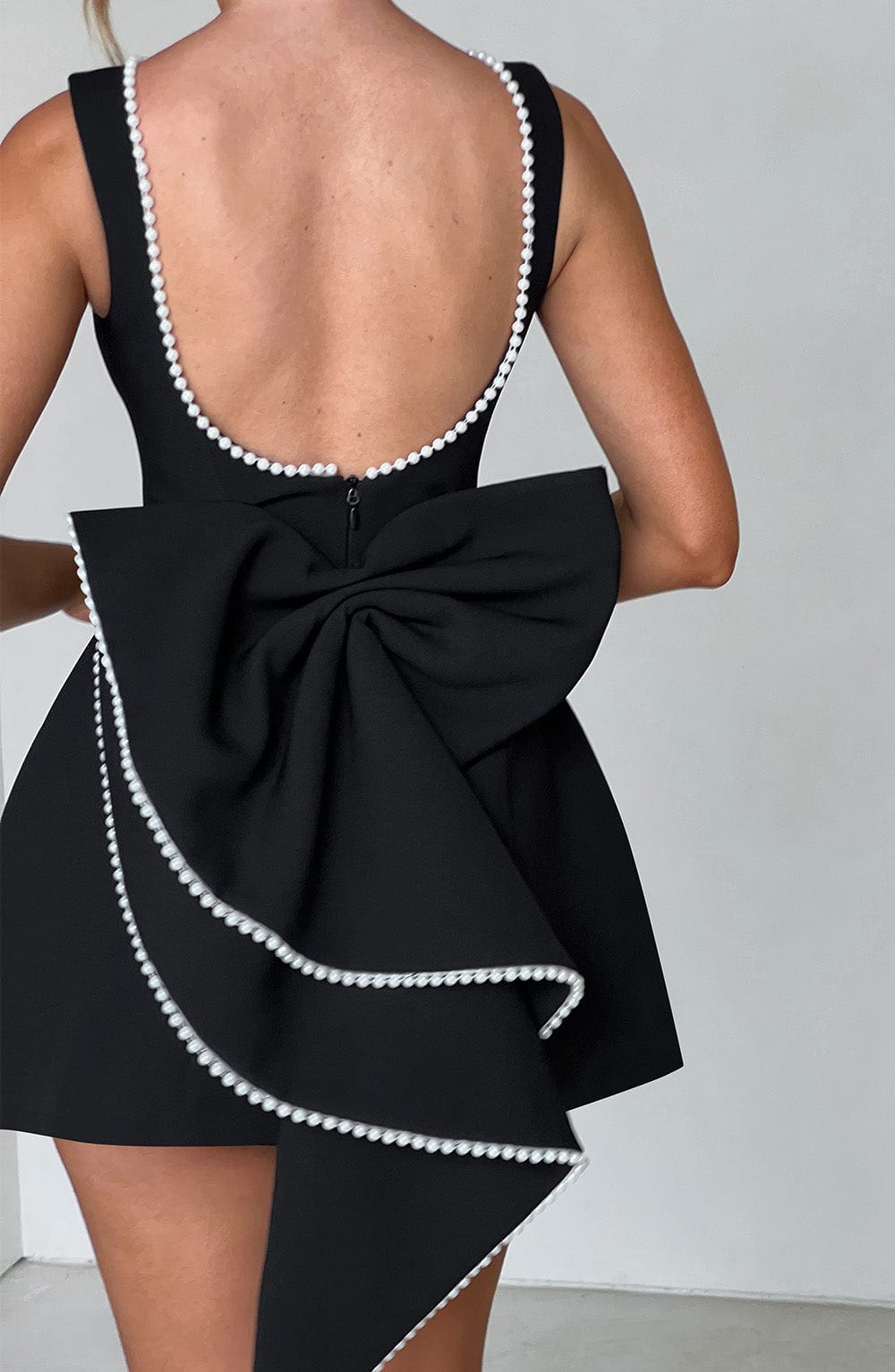 Elegant Open Back Bow Mini Dress for Women