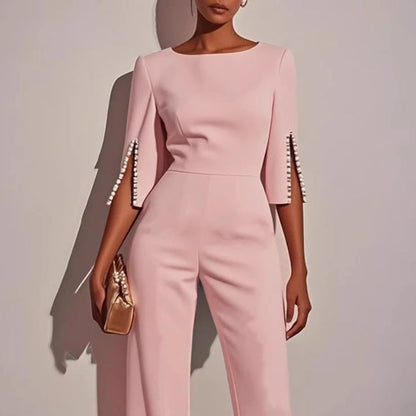 Wide Leg Pearl Detail Jumpsuit for Women