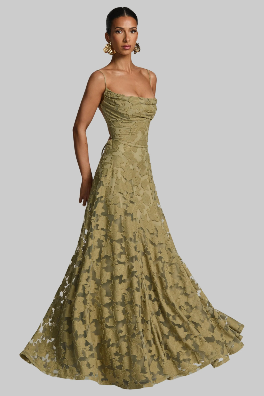 Women’s Floral Lace Mermaid Maxi Dress for Formal Occasions