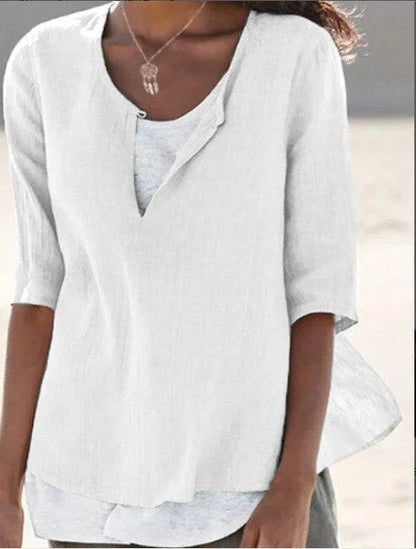 Women's Layered Casual Blouse with Soft Fabric Flattering Cut
