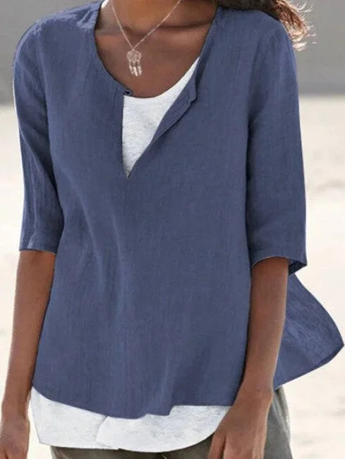 Women's Layered Casual Blouse with Soft Fabric Flattering Cut