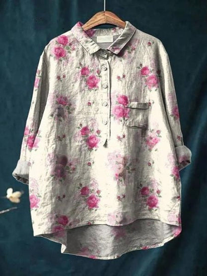 Casual Floral Long Sleeve Blouse Women