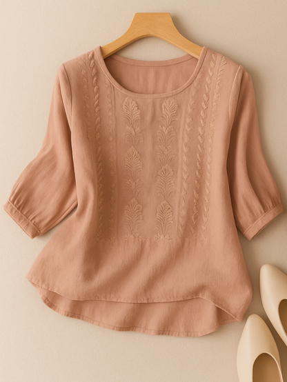 Elegant Embroidered Relaxed Fit Blouse for Women