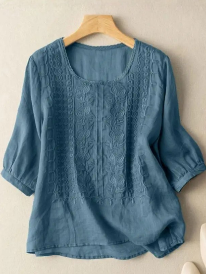 Elegant Embroidered Relaxed Fit Blouse for Women