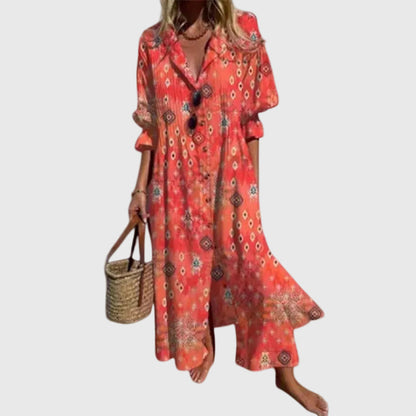 Bohemian Maxi Dress Multicolor Flowing for Women