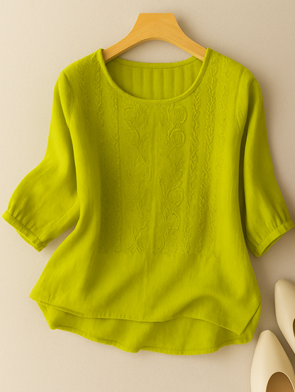 Elegant Embroidered Relaxed Fit Blouse for Women