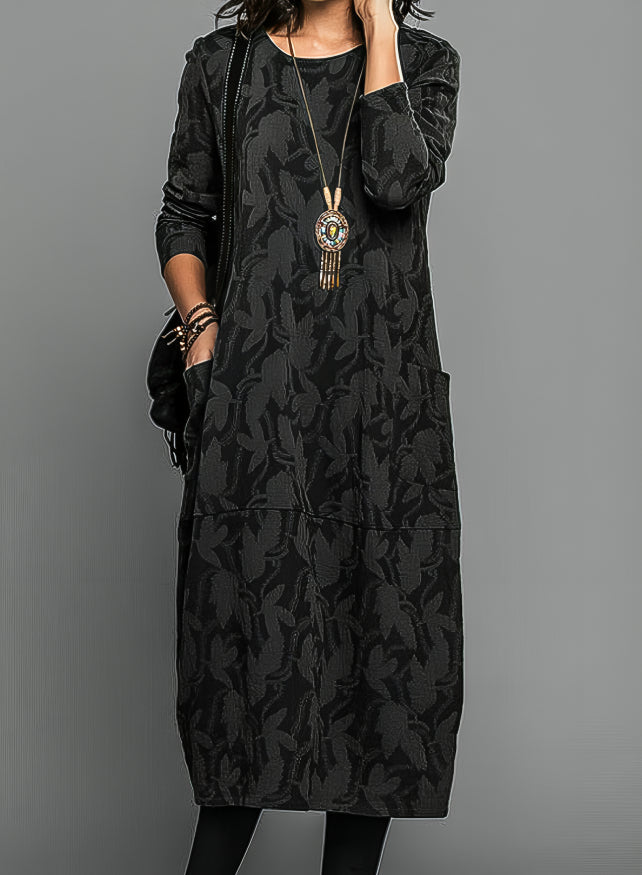 Elegant Long-Sleeve Dress with Flattering Fit