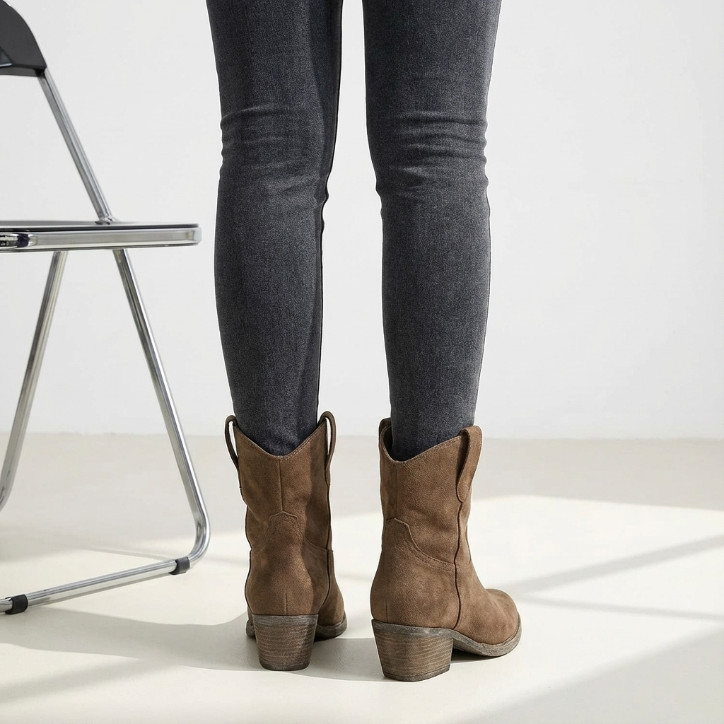 Stylish Women’s Western Ankle Boots with Block Heel
