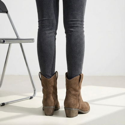 Stylish Women’s Western Ankle Boots with Block Heel