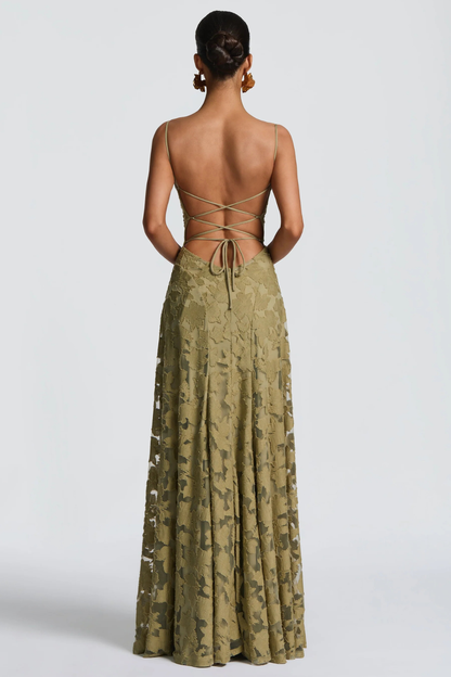 Women’s Floral Lace Mermaid Maxi Dress for Formal Occasions