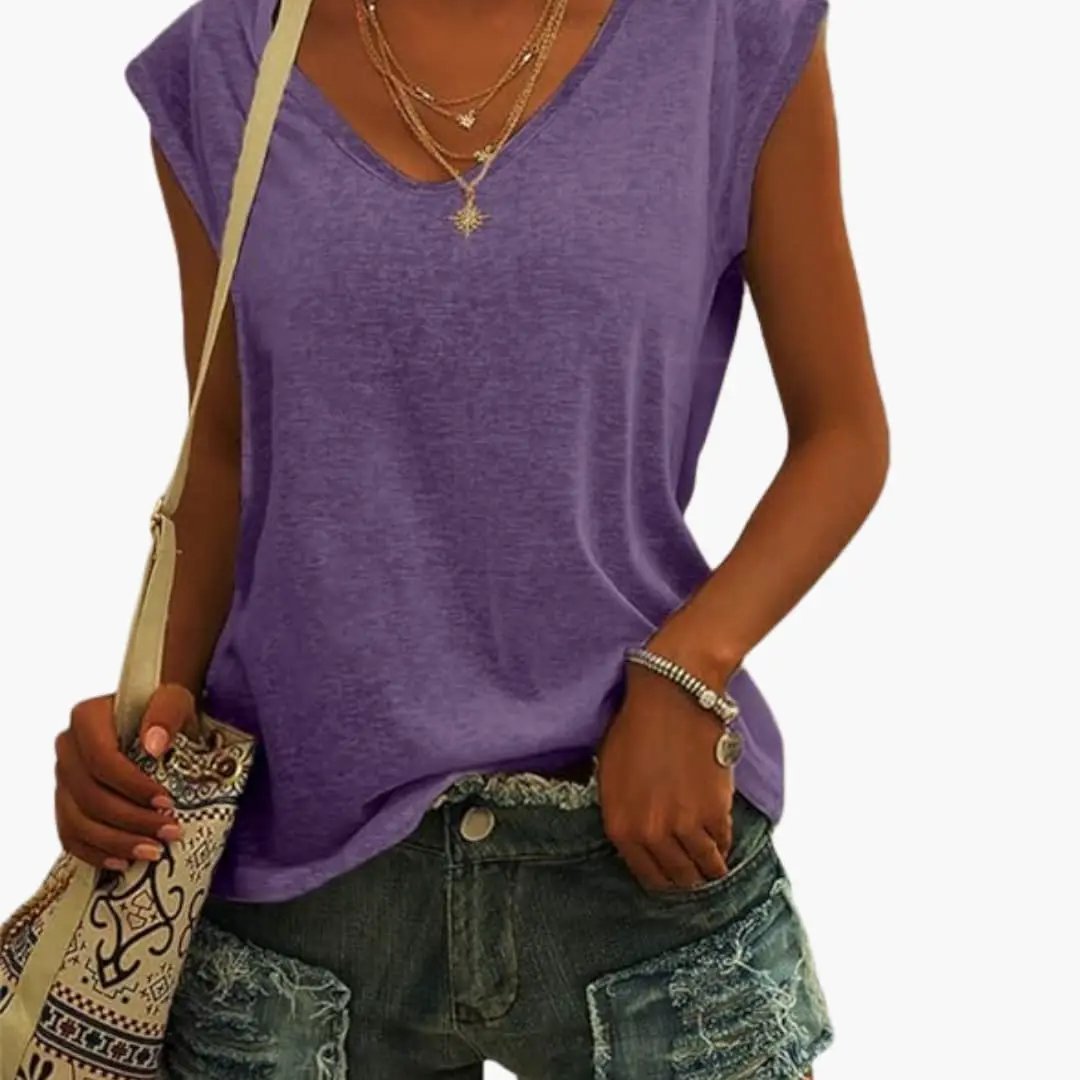 Relaxed Everyday V Neck Sleeveless Top for Women