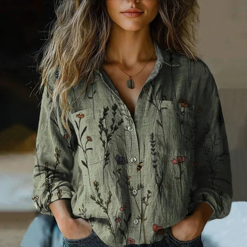 Boho Printed Long Sleeve Shirt Women Everyday Style