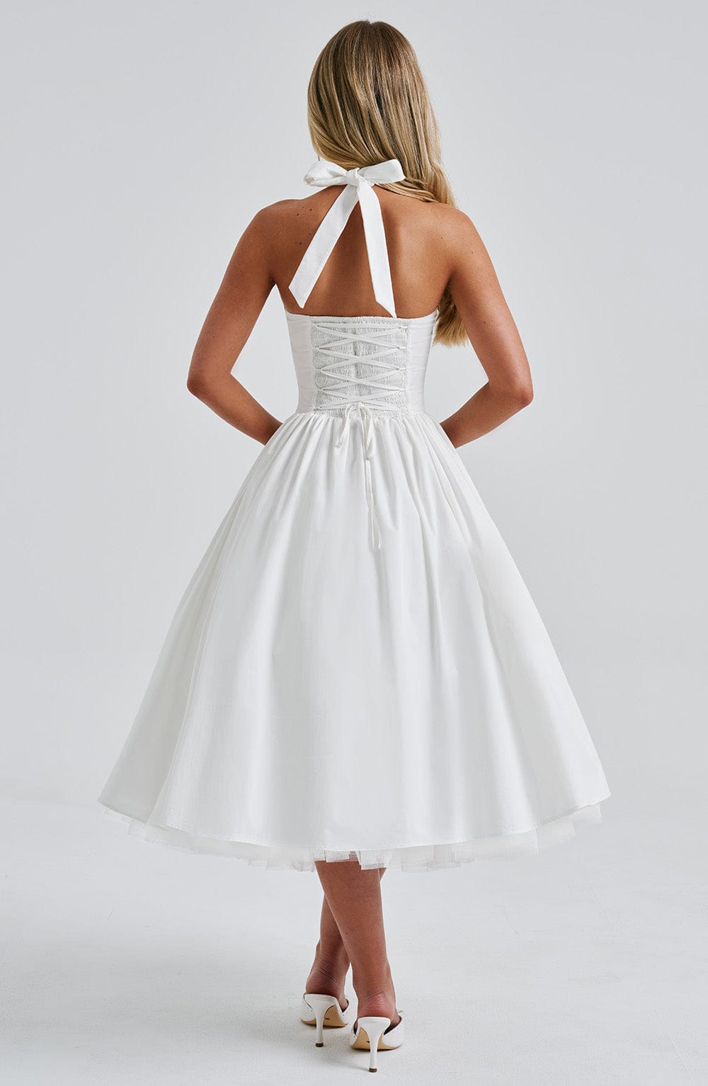 Elegant Halter Neck Midi Cocktail Dress for Women
