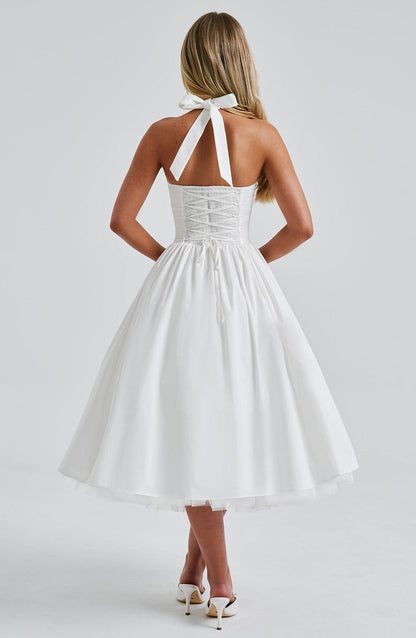 Elegant Halter Neck Midi Cocktail Dress for Women