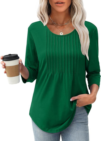 Structured 3/4 Sleeve Blouse for Women | Versatile Office Top