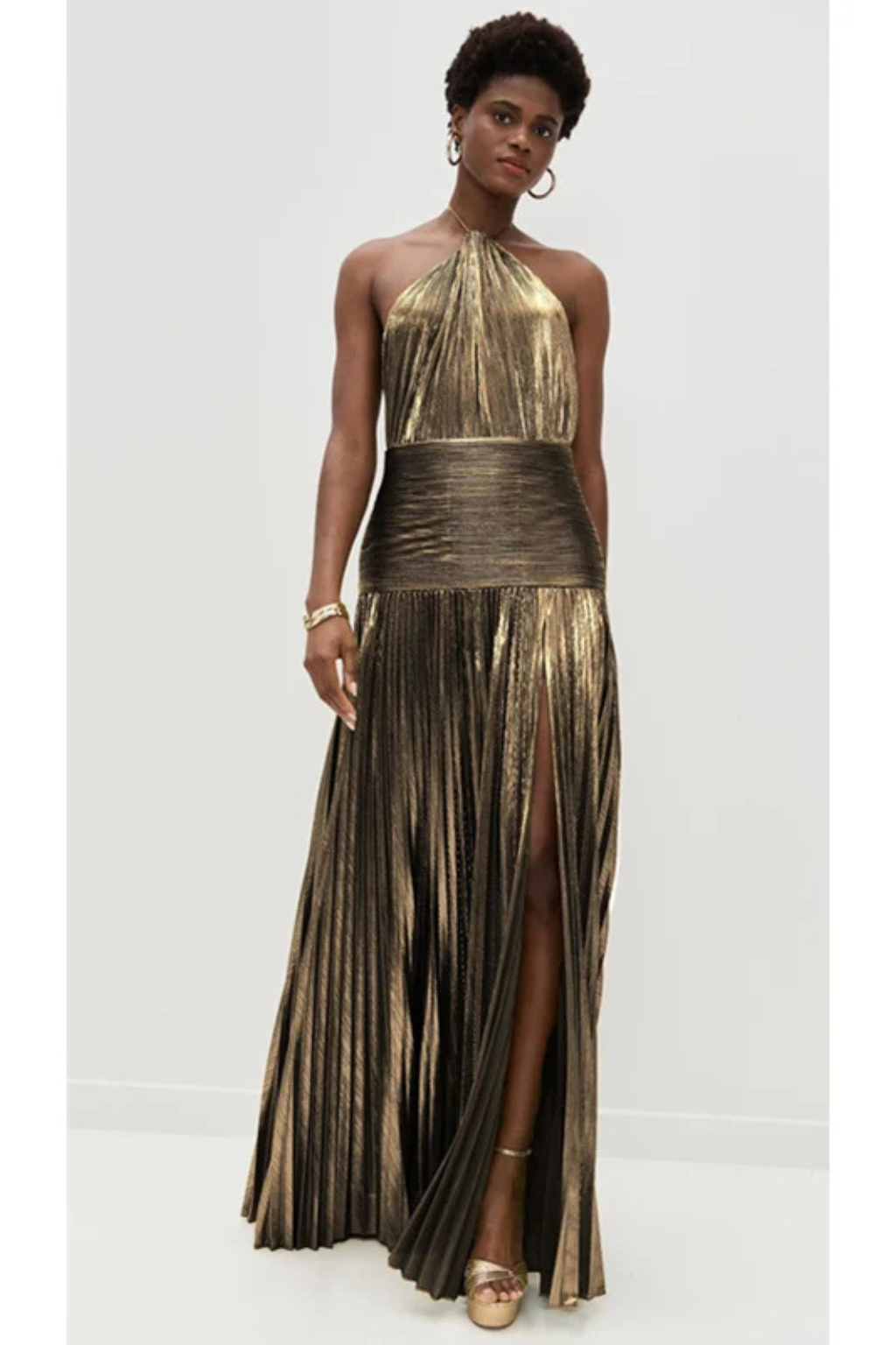 Elegant Halter Neck Satin Wedding Guest Maxi Dress