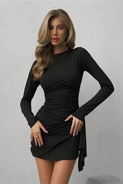 Women’s Long Sleeve Ruched Mini Dress for Evening and Party Looks