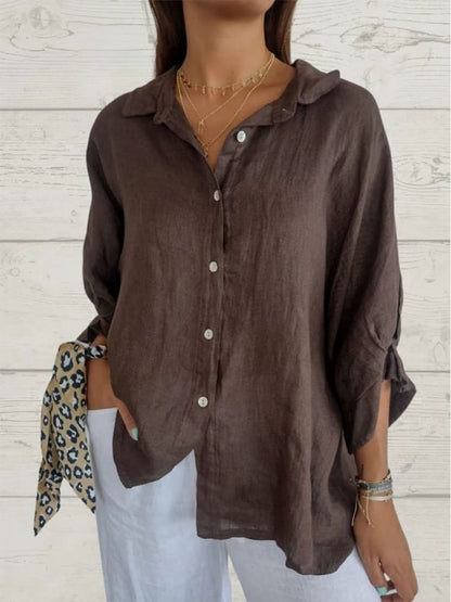 Relaxed Button Down Casual Blouse for Women
