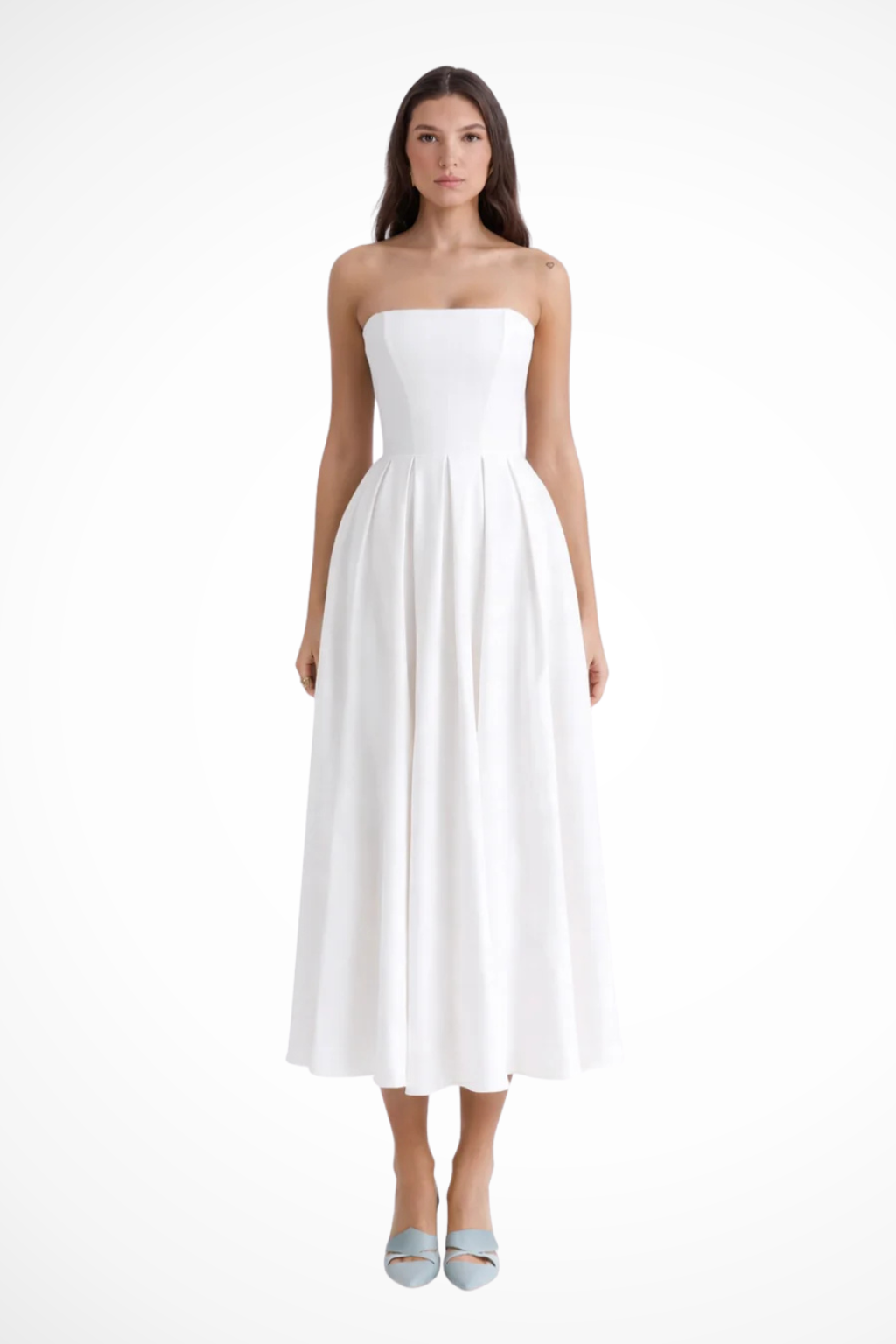 Women’s Strapless A-Line Elegant Flowy Sleeveless Midi Dress