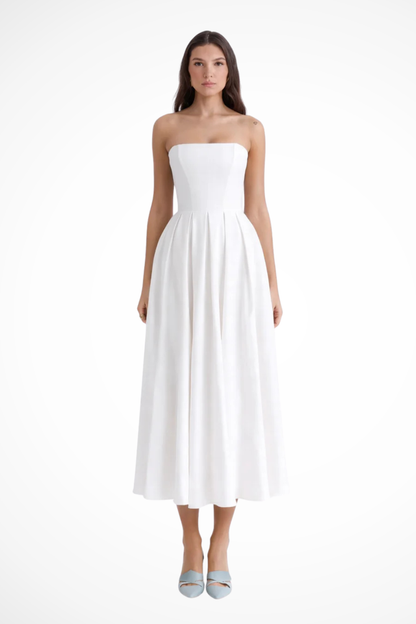 Women’s Strapless A-Line Elegant Flowy Sleeveless Midi Dress