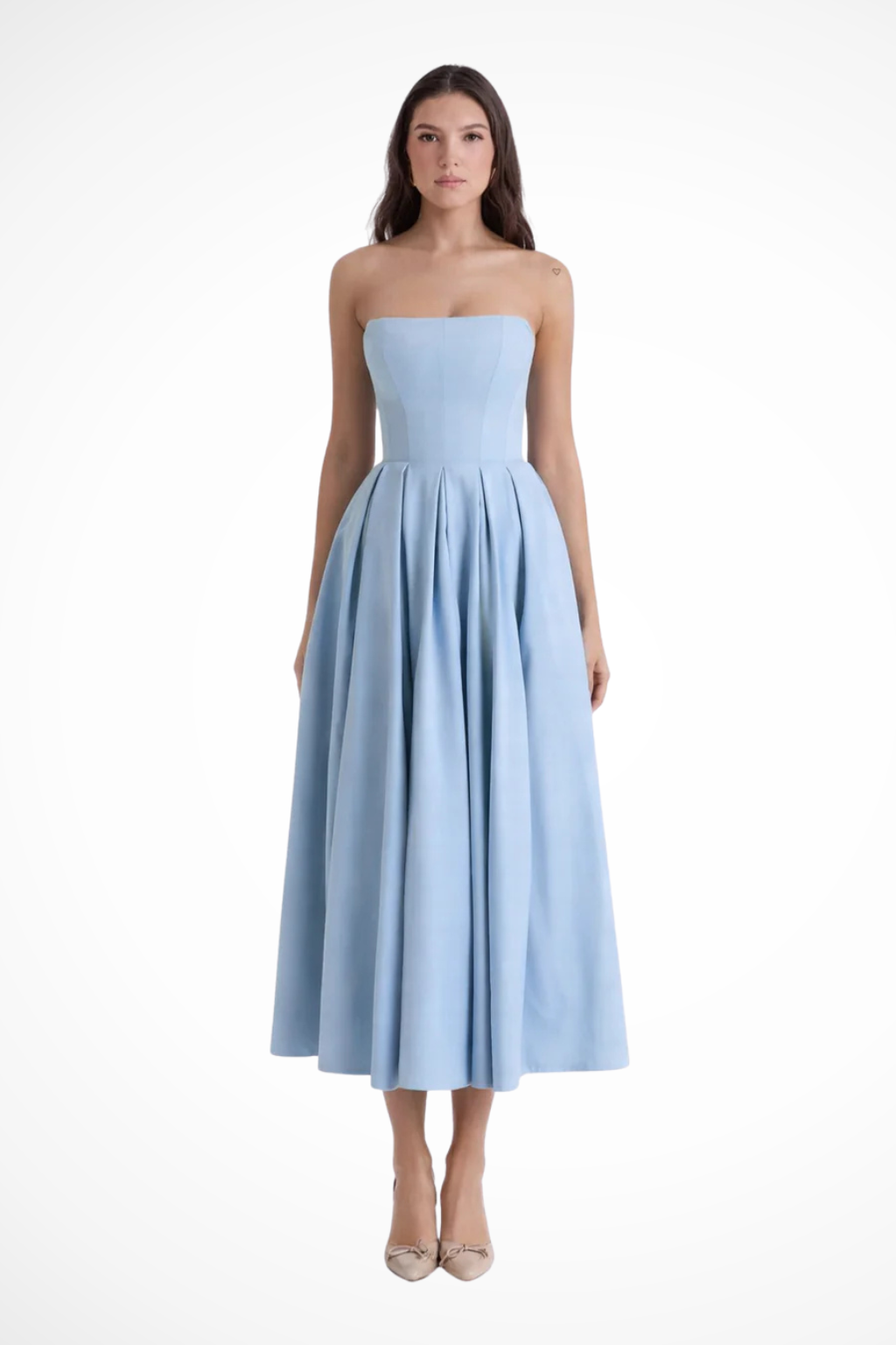 Women’s Strapless A-Line Elegant Flowy Sleeveless Midi Dress