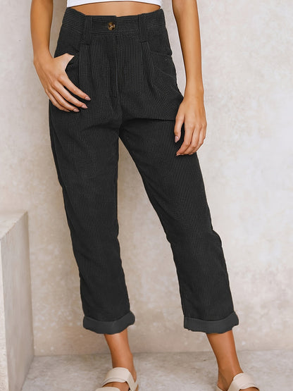 Relaxed High Waist Casual Trousers for Women