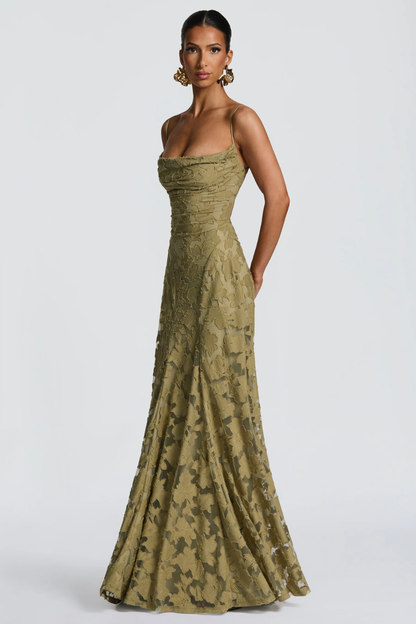 Women’s Floral Lace Mermaid Maxi Dress for Formal Occasions